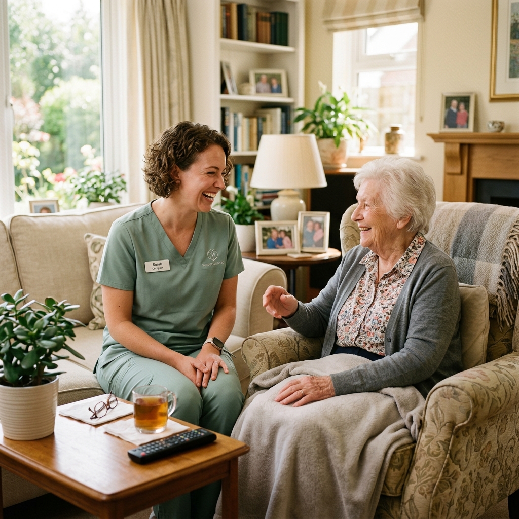 Caregiver with senior client