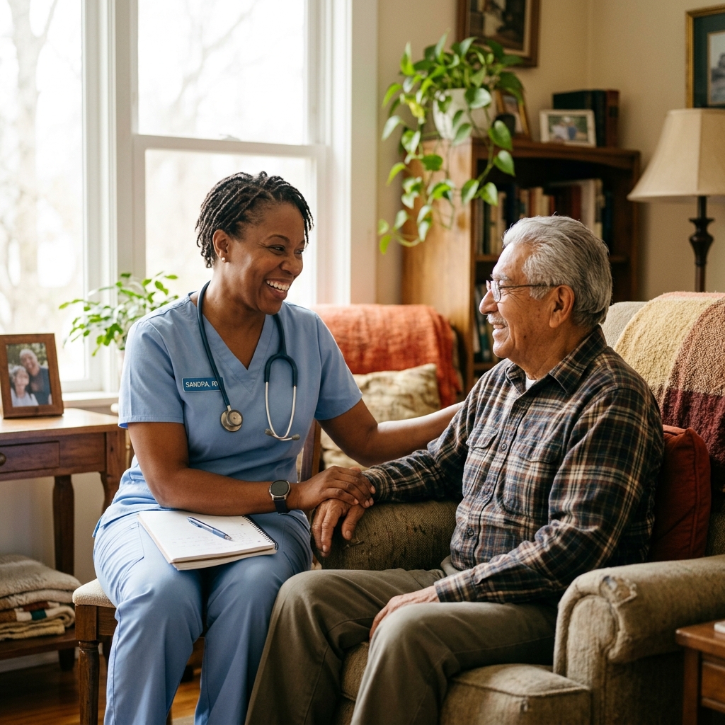 Nurse providing skilled support in a home setting