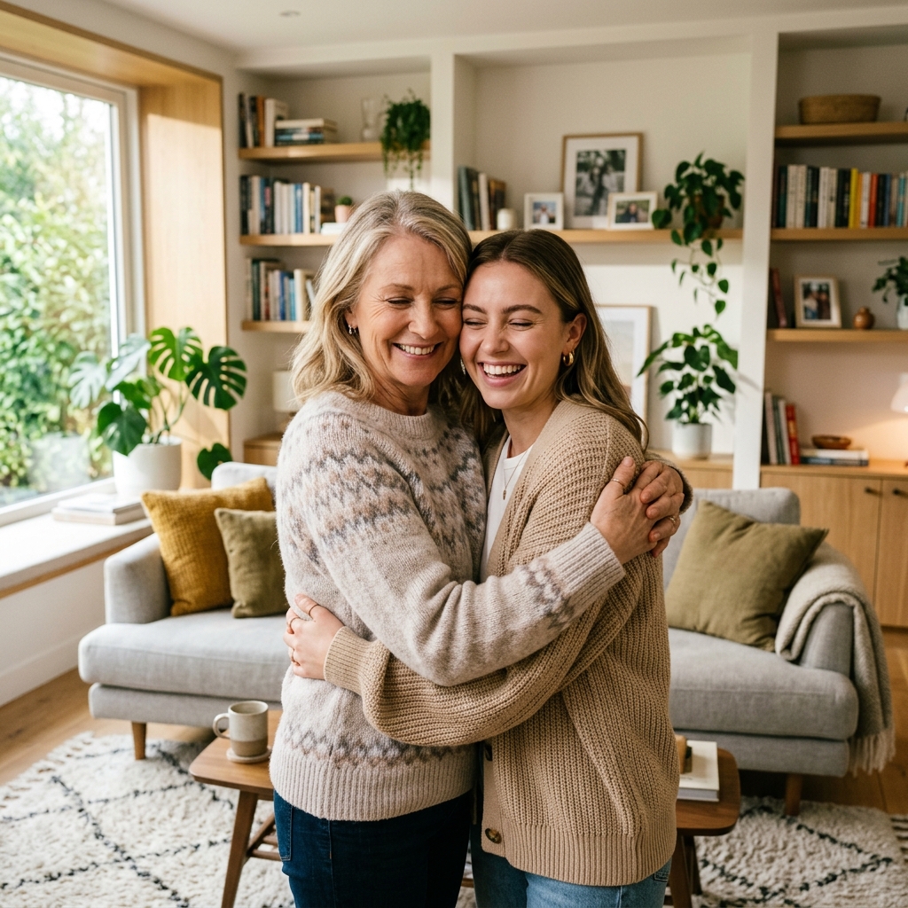 Two women embracing